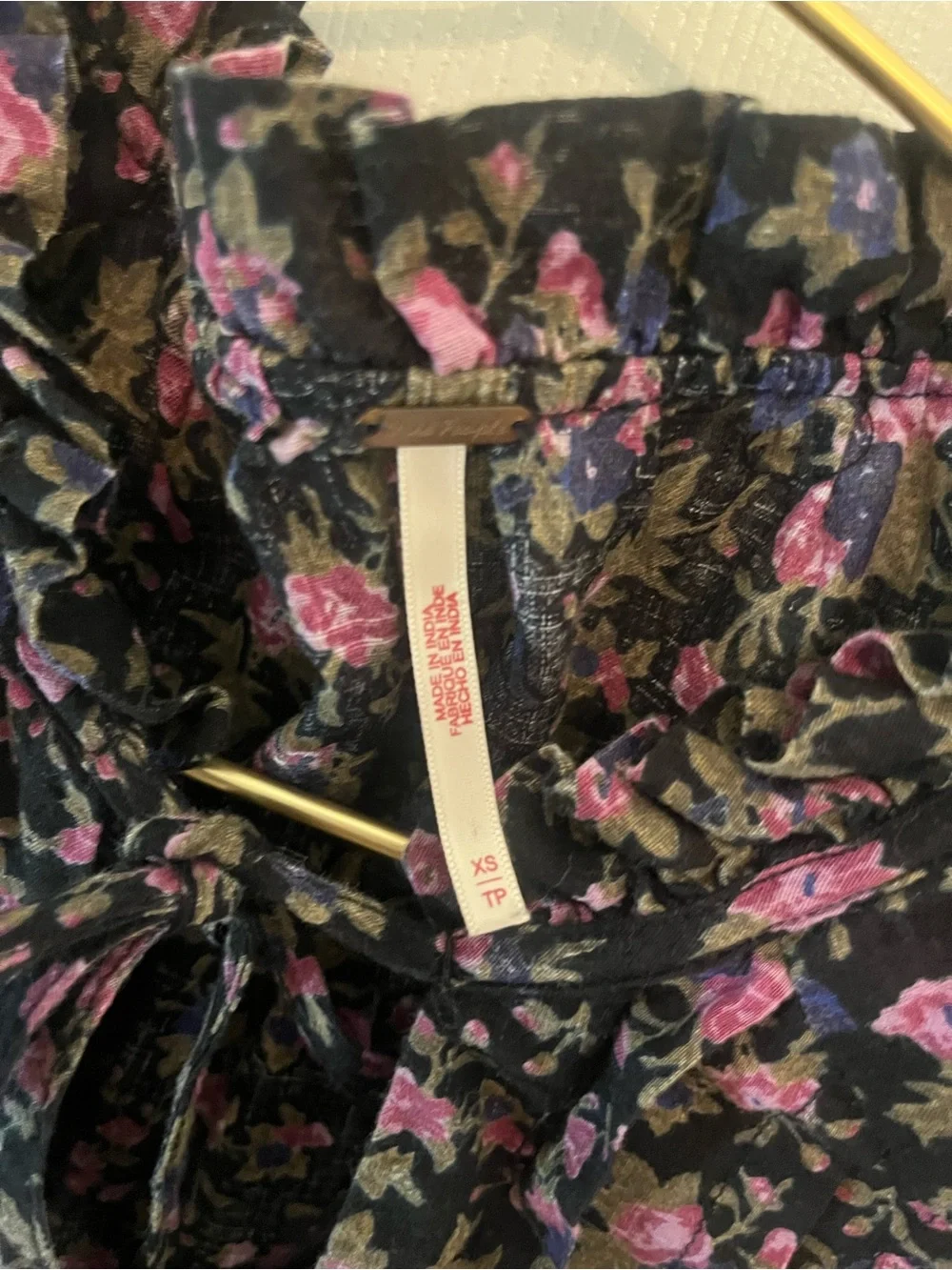 Free People Meant To Be Blouse – Black Rose Floral – XS